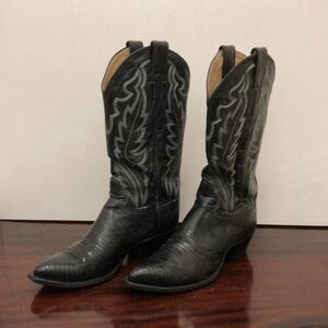 JUSTIN WESTERN BOOTS​​ LIZARD BLACK SIZE 7B